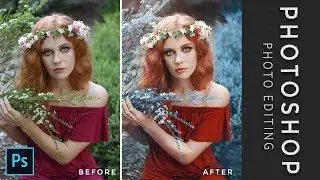 Photoshop Tutorial: How I Edit Natural Light Portraits | Blue tones in Channel Mixer