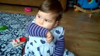 Isabella scared by remote control helicopter