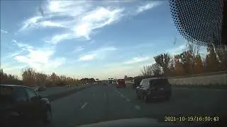 Aggressive passing by pickup on Highway 240 near Yakima River, Richland, WA.