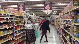You name it! Awesome mannequin head dancing on supermarket