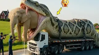 Brave Rescue Team vs Giant Python  Saving Helpless Elephant
