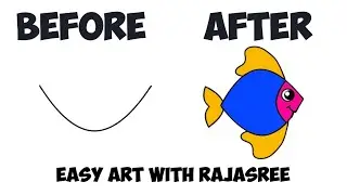 How to Draw a Fish Using 'U' Shape | Easy Fish Drawing for Kids | Easy Art with Rajasree
