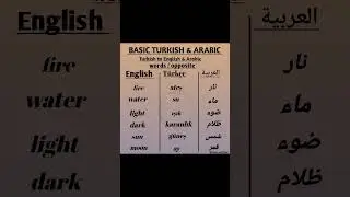 Learn turkish & Arabic 🎀 English to turkish & Arabic 🎀 Words / opposite subscribe for more🌺#turkish