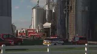 No injuries after grain elevator explosion, fire at New Albany farm