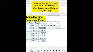 Index Formula in Excel | Index Function in Excel | #index #indexformula #microsoftexcel #tips #trick