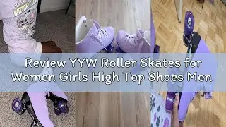 Review YYW Roller Skates for Women Girls High Top Shoes Men Double Row Shiny Four Wheel Unisex PU Ro