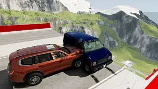 Crazy Vehicle Open Bridge Jump With Side Impact (Crash Test) - BeamNG drive Side Impact Crashes