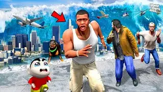 Franklin Survived The Biggest Tsunami End Of Los Santos in GTA 5 | SHINCHAN and CHOP