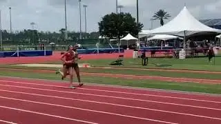 AAU Sprint Medley - 800 leg - red uniform - get baton at 0:05