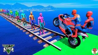 GTAV SPIDER - MAN 2 🏍️, Epic New Stunt Race For Motor Racing Challenge By Heroes and Friends