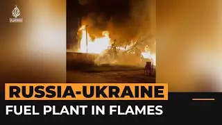 Video shows Russian fuel plant in flames after Ukrainian drone attack | AJ #Shorts