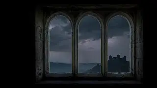 Heavy Rain at a Medieval Window | Dark Projector Ambience | 1H (Loopable)
