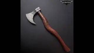 Custom Handmade Damascus Steel Viking Axe with Rose wood Shaft   Bat Blades   #Shorts