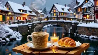 Winter Caf&eacute; Jazz ❄️☕ Cozy Snowfall by the Canal | Christmas Coffee Ambience