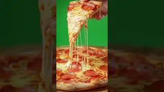 Cheesy Pizza Slice Pull Green Screen Effect #food #pizza #cheesy #chromakey #greenscreen
