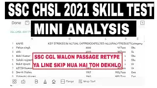 SSC CHSL 2021 || SKILL/TYPING TEST MINI ANALYSIS || PASSAGE RETYPE & LINE SKIP ISSUE