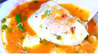Thai Vegetable Noodles Soup With Poached Egg and Wonton😍.. #shorts