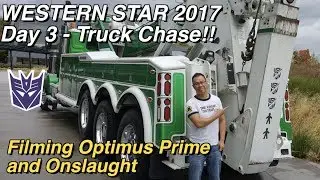 Decepticon Onslaught vs Optimus Prime truck chase filming! - [WESTERN STAR TRIP DAY 3]