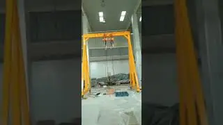 Steel Portable Gantry Crane with Double Electric Chain Hoist, Motorized Travelling Gantry Crane