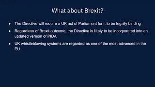 How will Brexit affect the new EU Whistleblowing Directive?