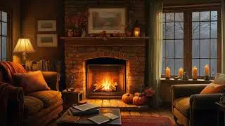 Cozy Fireplace Jazz for Rainy Days - Relaxing Autumn Jazz & Candlelight Ambiance