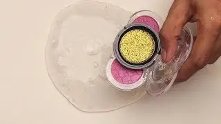 Rich Gold Clear Slime Coloring Gold Eye Shadow and Nail Polish SLIME ASMR Special Series #12