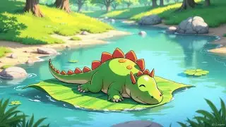 Cute Dino Napping 🌿 Peaceful Pond Lofi Hip Hop for Study, Sleep, Relaxing Chill Vibes 🎧