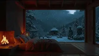 Japanese Zen Winter Room Ambience ❄️ Snowfall, Cozy Fireplace & Deep Relaxation Sounds &ndash; NO ADS