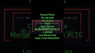 $PEP Proof of Work No rug pulls Fair launchFastOpen SourceMerge Mined with LTC & DOGE Low Market Cap