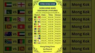 Hong Kong Sixes Fixture for Round 1 || Hong Kong Sixes 2025 #schedule #cricket
