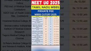 NEET 2025  Tamilnadu Private Colleges Fee and Cut Off