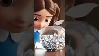 A girl cutting shiny glass apple 🍎 #interactivetech #viral #shorts #animation #3d #cuttingfruit