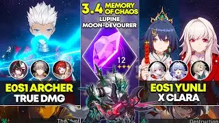 E0S1 Archer True DMG & E0S1 Yunli x Clara | Memory of Chaos 12 | Honkai Star Rail 3.4
