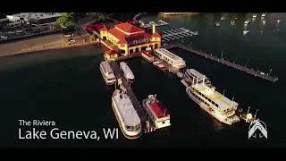 Aerial view of Lake Geneva, WI at Sunset