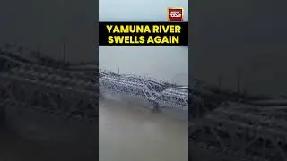 Yamuna River water rises close to danger mark, drone visuals show swelling near Lohe Ka Pul