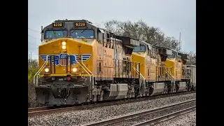 UP 6220 Leads a 3x1 Loaded Rock Train (Rosenberg, Tx) with Repainted/Rebuilt C44's!