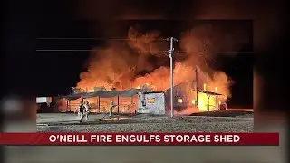 Storage shed destroyed in large fire south of O&rsquo;Neill
