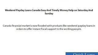 Weekend Payday Loans Canada- Get Instant Cash For Financial Crisis