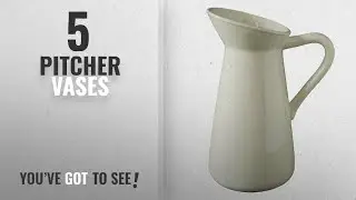 Top 10 Pitcher Vases [2018 ]: Hosley's Cream Ceramic Pitcher / Vase - 10