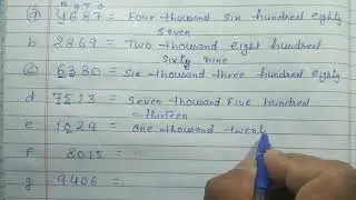 Write the number name for each of the following