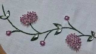 मोती वर्क का आसान तरीका  | Pearl borderline work | Beads Work | Designs by anjum