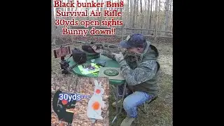 Black bunker Bm8 survival air rifle 30yds open sights!! Bunny down!! #shorts