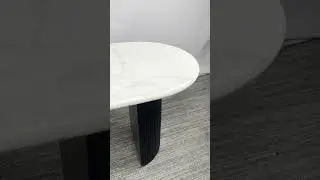 Calacatta white marble dining table with wooden base. #marbletable #marblefurniture #marbledesign