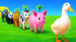 Long Slide Game with Cow Elephant Gorilla Hippopotamus Tiger 3d Animal Game Funny 3d Animals