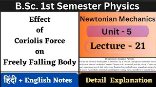 Effect of Coriolis Force on Freely Falling Body | BSc 1st Semester Physics | Unit-5 | L-21