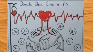 World blood donar day drawing || Blood donor day poster drawing || Donate blood drawing