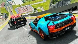 Big High Ramp Jumps | Police Vs Bus Vs Supercar! - BeamNG.drive #2