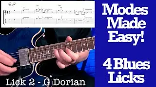 Modes Made Easy for Blues Guitar with 4 licks and Tab