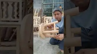 Round wooden stool made of solid wood#shorts #shortvideo #short