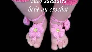 TUTO CROCHET SANDALES BIJOUX DE PIEDS BEBE FLEURS AU CROCHET FACILE EASY CROCHET BABY SANDAL